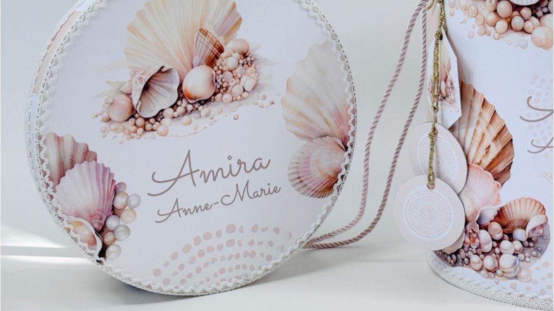 Trusou botez cu perle și scoici în nuanțe sand & peach – „Perle Marine” 24